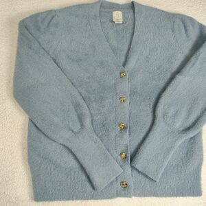 Joie Light Blue Cardigan with Gold Buttons, Women's M